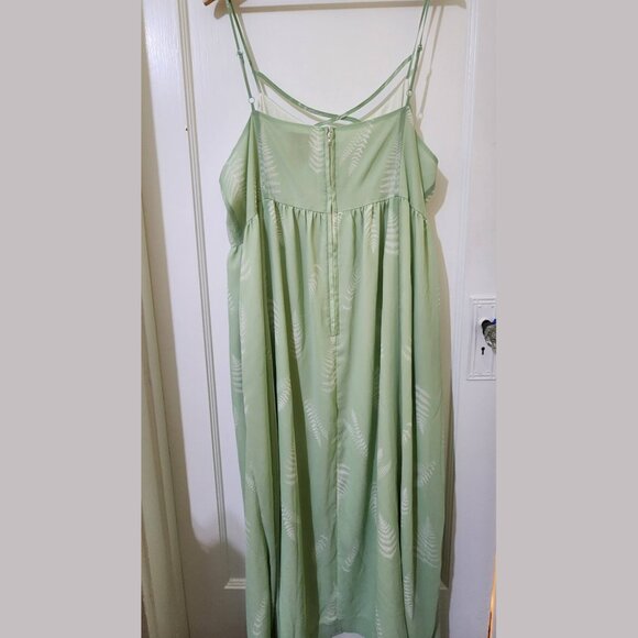 Fern print Maxi-dress by Modcloth, mint green, size 3x - Picture 2 of 8